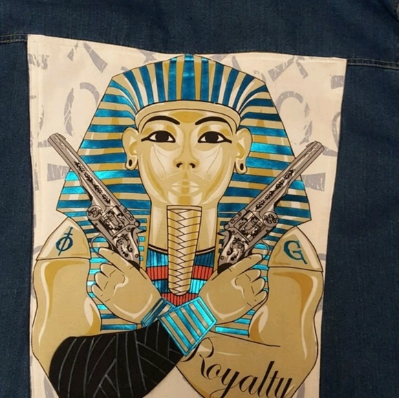 Studded Designer Egyptian Denim blue jean jacket - Picture 4 of 4